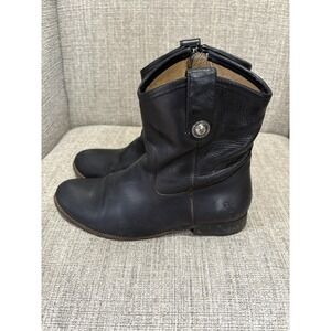 Frye Melissa Button Short Zipper Black Boots Size 9.5 B
